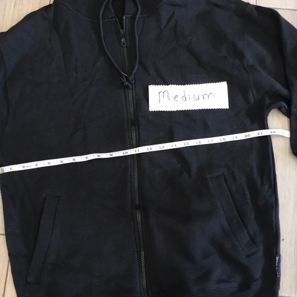 Unisex Black Zip Front Hooded Sweatshirt - Picture 3 of 6